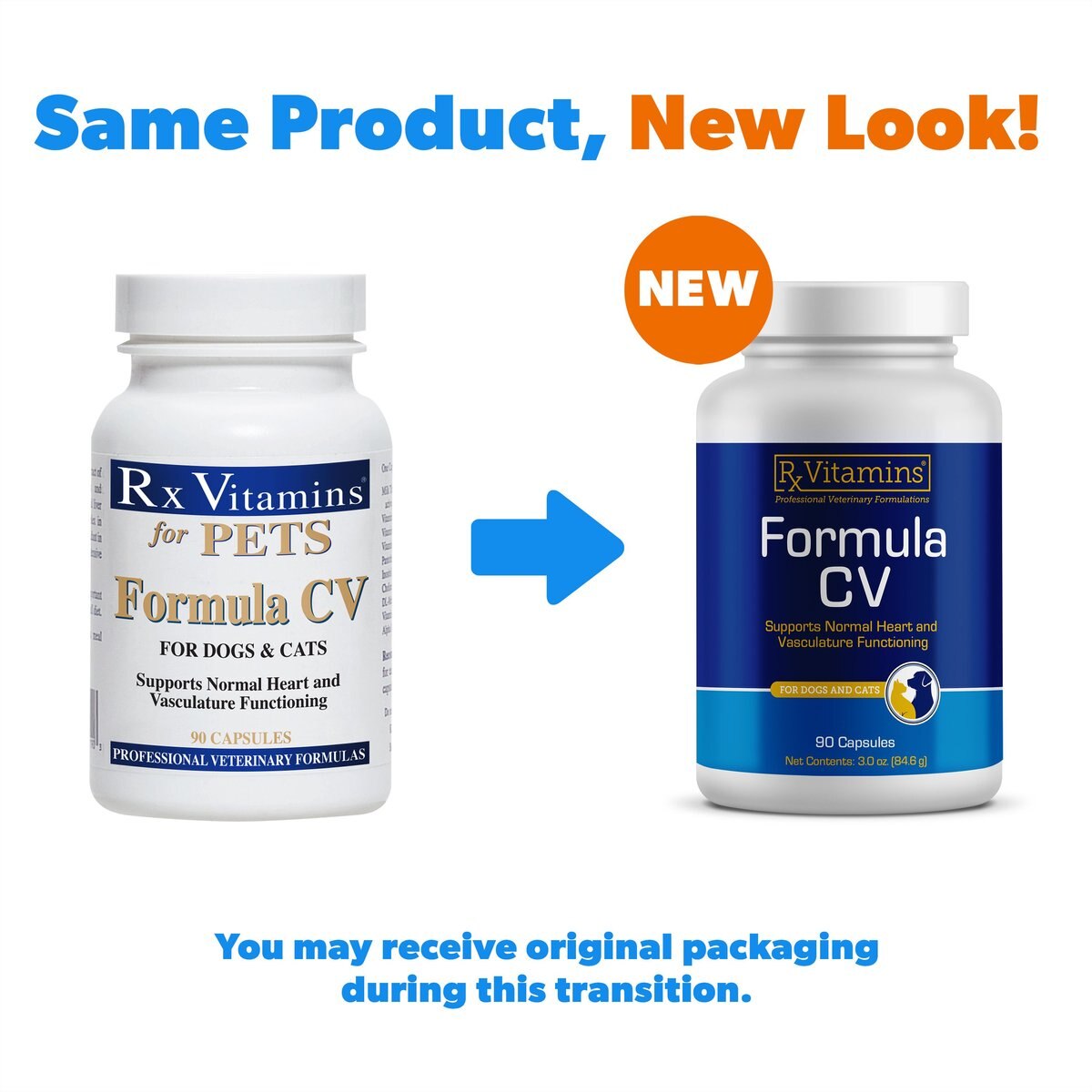 RX VITAMINS Formula CV Capsules Heart Supplement for Cats & Dogs, 90