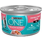 Purina ONE Grain Free Natural Pate Healthy Kitten Chicken & Salmon Recipe Wet Kitten Food, 3-oz, case of 24
