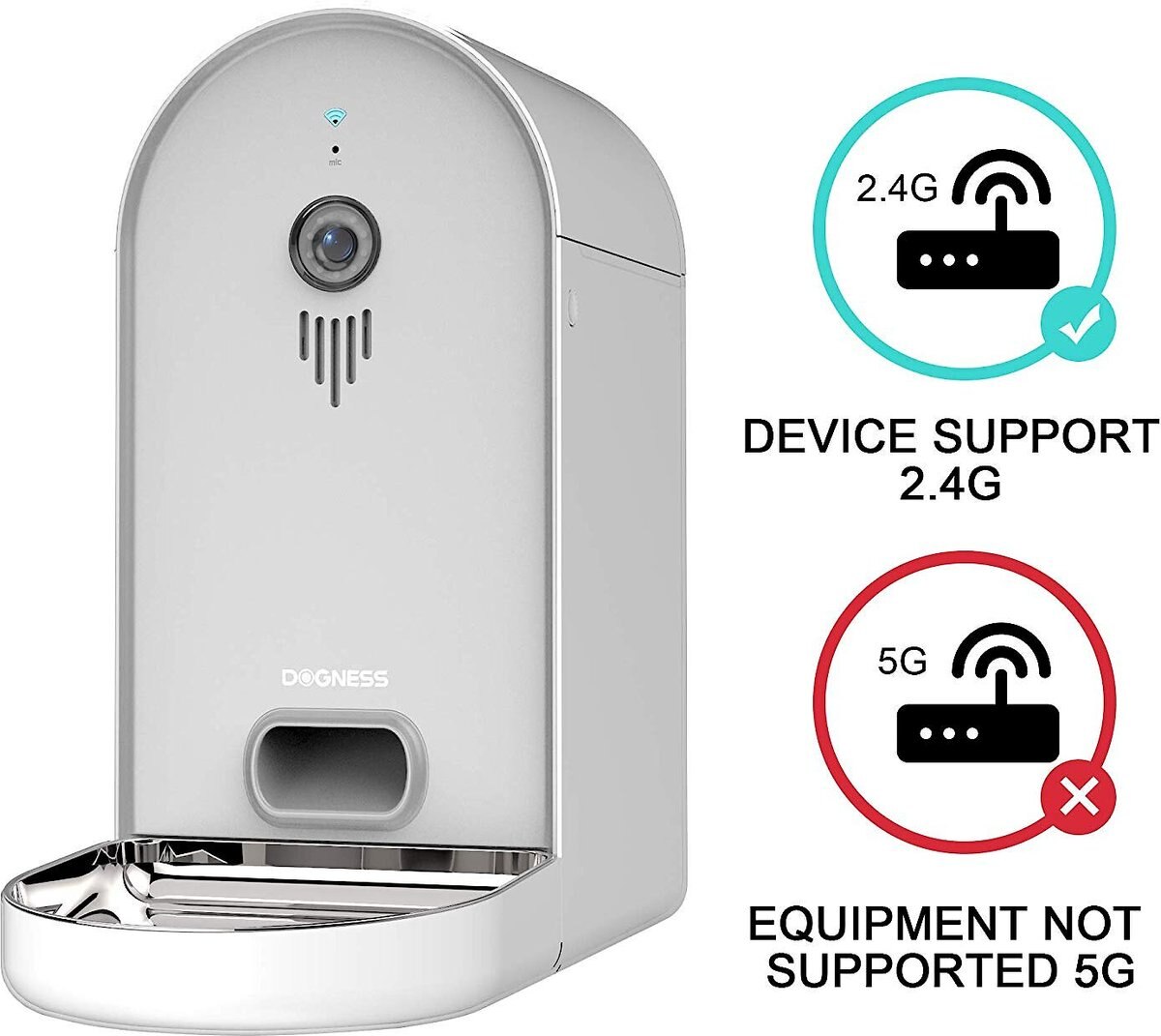 DOGNESS Automatic WiFi Dog & Cat Smart Feeder with HD Camera, Grey