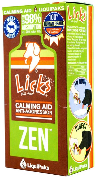 Licks Pill-Free ZEN Calming Braised Beef Flavor Dog Supplement, 5 count slide 1 of 2