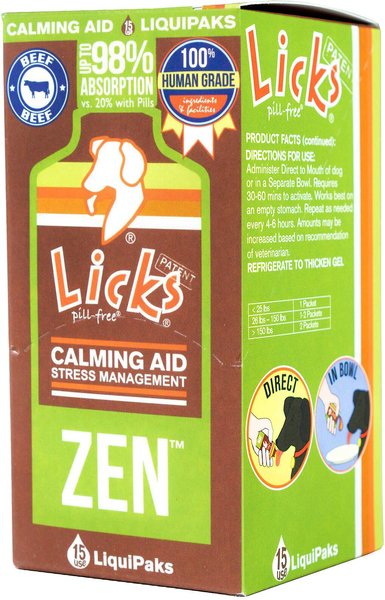 LICKS Pill-Free ZEN Calming Braised Beef Flavor Dog Supplement, 15 count slide 1 of 2