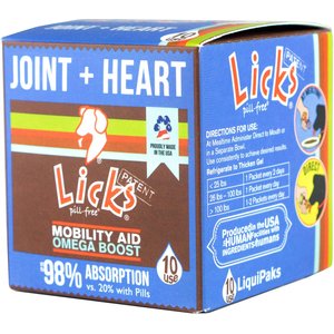 LICKS Pill-Free JOINT + HEART Mobility Support Dog Supplement, 10 count