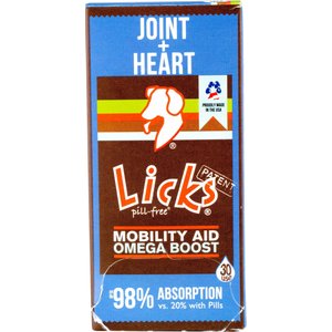 LICKS Pill-Free JOINT + HEART Mobility Support Dog Supplement, 30 count