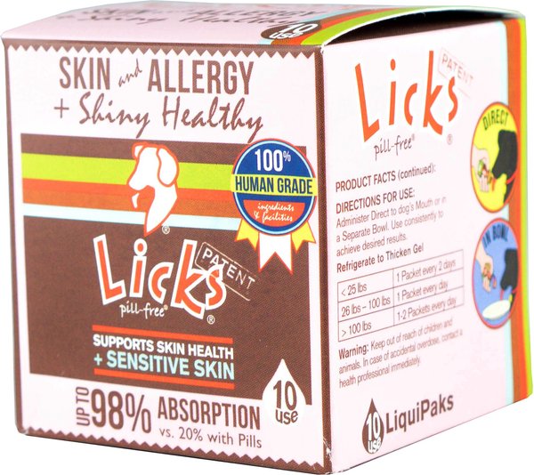Licks Pill-Free SKIN & ALLERGY Dog Supplement, 10 count slide 1 of 2