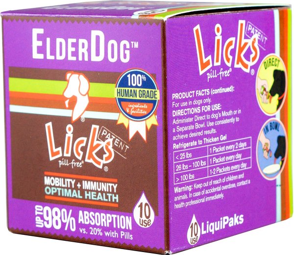 LICKS Pill-Free ElderDog Mobility + Long-Term Health Support Senior Dog Supplement, 10 count slide 1 of 2