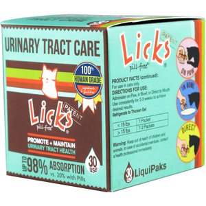LICKS Pill-Free URINARY TRACT CARE Cat Supplement, 30 count