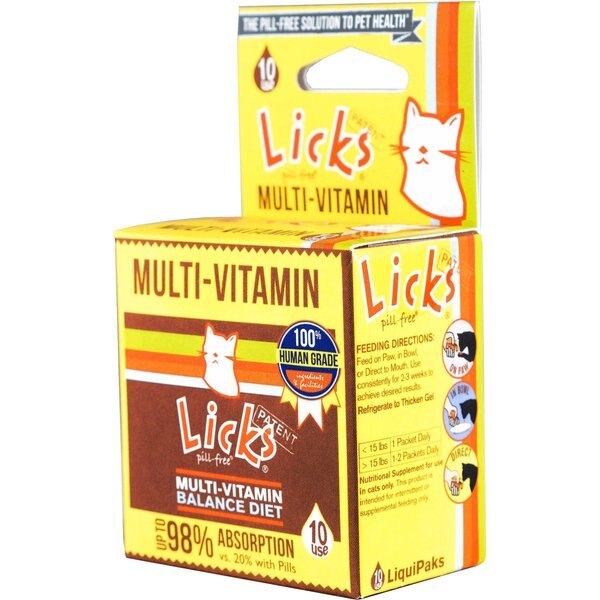 LICKS PillFree MULTIVITAMIN Cat Supplement, 10 count