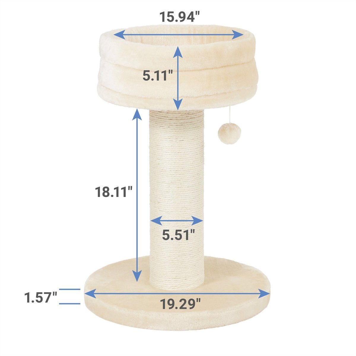 FRISCO 24.8in Heavy Duty Faux Fur Cat Tree, Cream