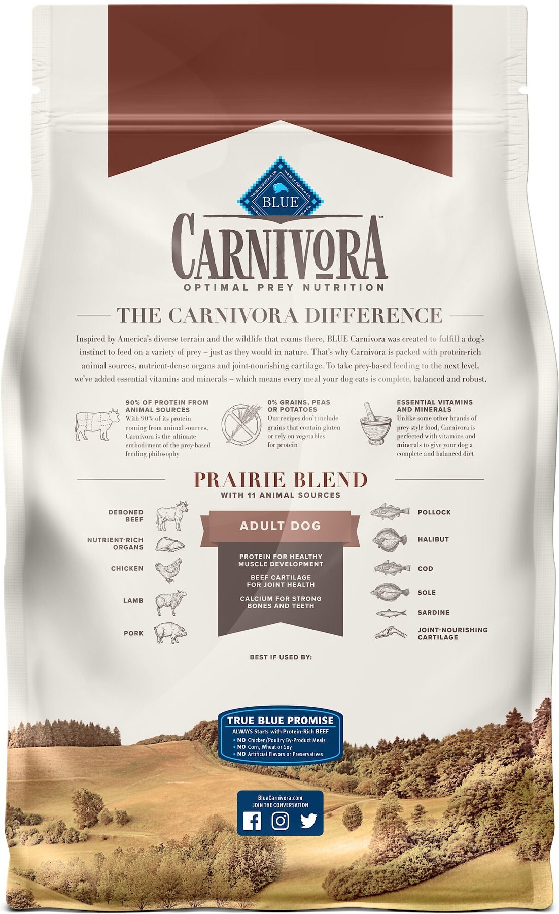 blue buffalo carnivora grain free prairie blend adult dog food