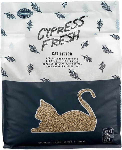 Next Gen Pet Products Cypress Fresh Unscented Clumping Wood Cat Litter, 14-lb bag slide 1 of 5