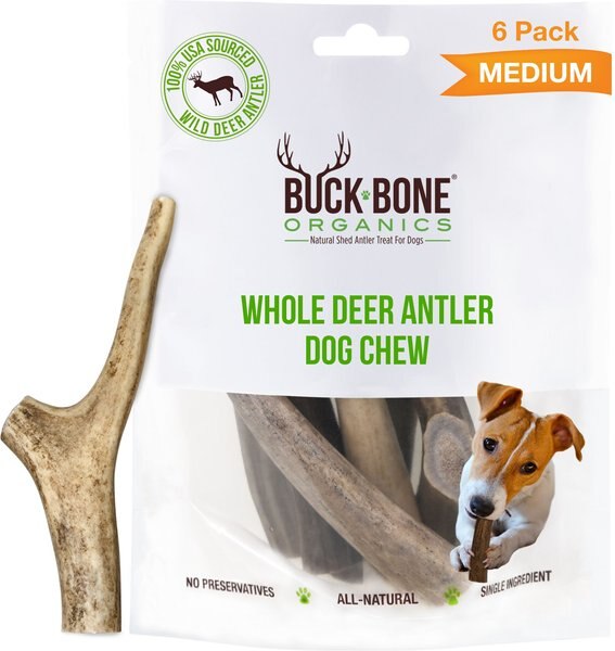 Buck Bone Organics Premium Whole Deer Antler Dog Chews, 6 count, Medium slide 1 of 7