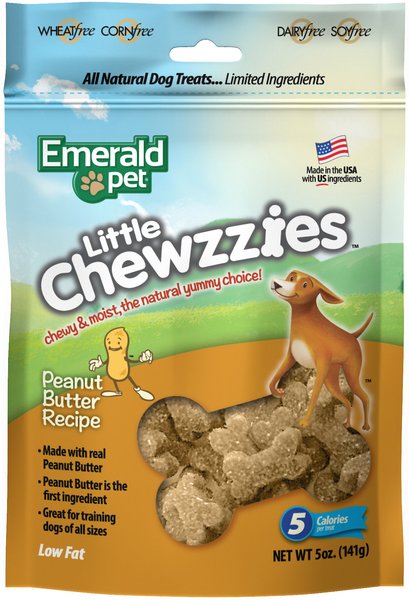 Emerald Pet Little Chewzzies Peanut Butter Recipe Chicken-Free Dog Treats, 5-oz bag slide 1 of 3