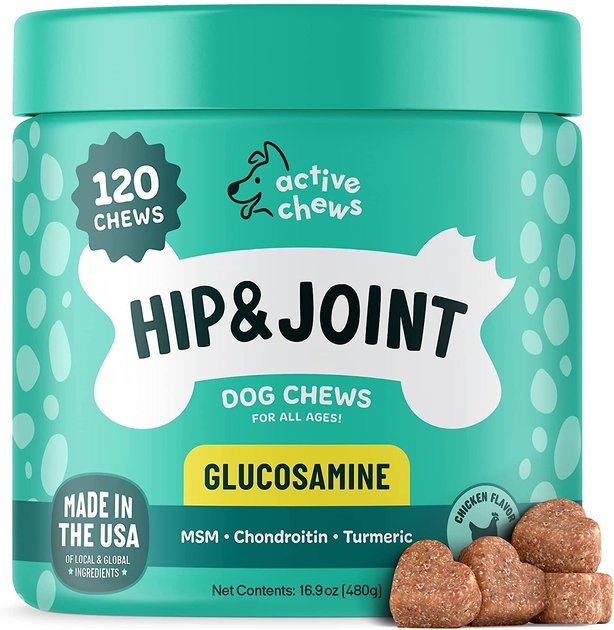 ACTIVE CHEWS Advanced Hip & Joint Support Dog Supplement, 120 count ...