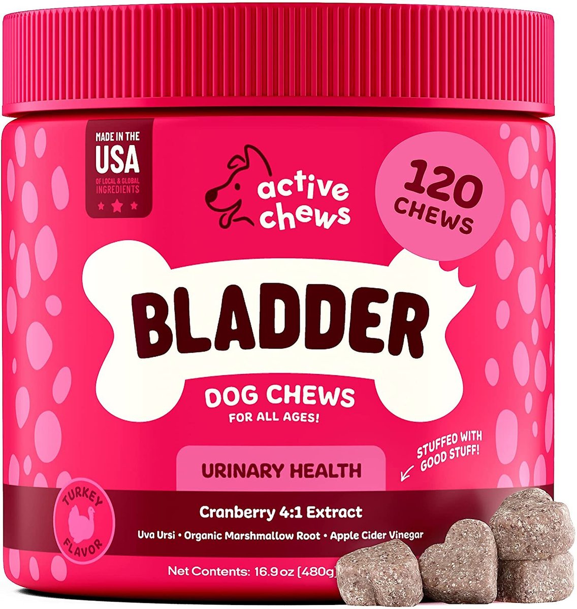 ACTIVE CHEWS Cranberry Urinary Health Dog Supplement 120 count