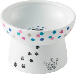 Necoichi Raised Cat Food Bowl, Colorful Dots, 1 cup