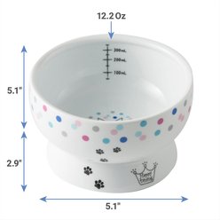 Necoichi Ceramic Elevated Cat Water Bowl, Colorful Dots, 12.2-oz slide 2 of 6