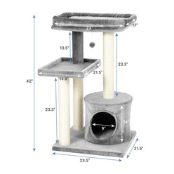 Frisco 42-in Heavy Duty Faux Fur Cat Tree & Condo, Gray slide 2 of 7