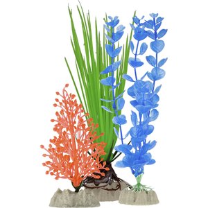 GloFish Aquarium Plant Variety Pack, 3 count, Orange/Green/Blue