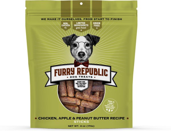 Furry Republic Sticks Chicken, Apple & Peanut Butter Recipe Grain-Free Dog Treats, 6-oz bag slide 1 of 5