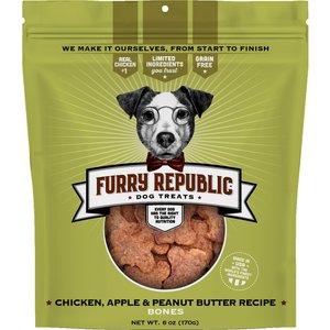Furry Republic Bones Chicken, Apple & Peanut Butter Recipe Grain-Free Dog Treats, 6-oz bag