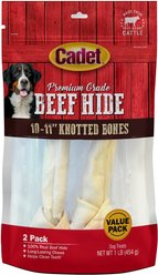Cadet Beef Hide Knotted Dog Chews Bone, 10-11-in, 2 Count