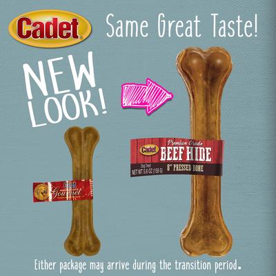 Show full view: Cadet Premium Grade Pressed Beef Hide Dog Chew Bones, 8-in, 1 count slide 3 of 10