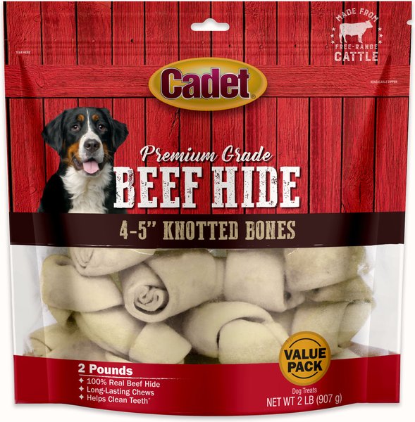 Cadet Beef Hide Knotted Dog Chews Bone 4-5-in. 2-lb bag slide 1 of 9
