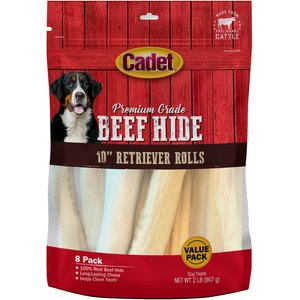 Cadet Premium Grade Beef Hide Retriever Rolls Dog Treats, 8 count