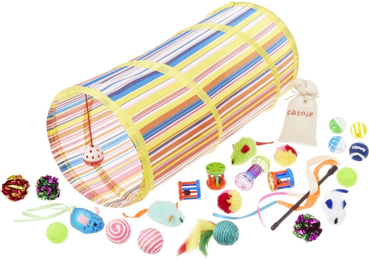 Frisco Pride Plush, Teaser, Ball, Tunnel Variety Pack Cat Toy with Catnip