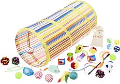 Frisco Plush, Teaser, Ball & Tunnel Variety Pack Cat Toy with Catnip, Multi-Color, 25 count