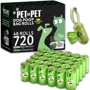 Pet N Pet Dog Waste Bags USDA Certified 38% Plant Based & 62% PE, 1080 Leak-Proof, Extra Thick Large Dog Poop Bag Rolls - Green