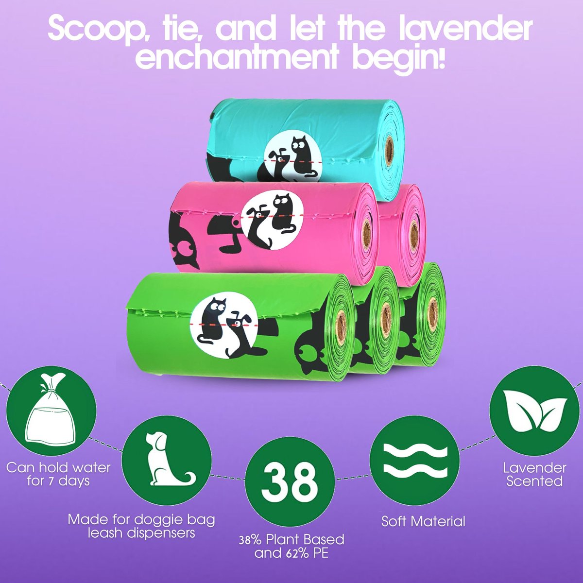 PET N PET Lavender Scented Dog Poop Bags, 720 count