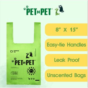 PET N PET Tie Handle Dog Poop Bags, Unscented, 200 count
