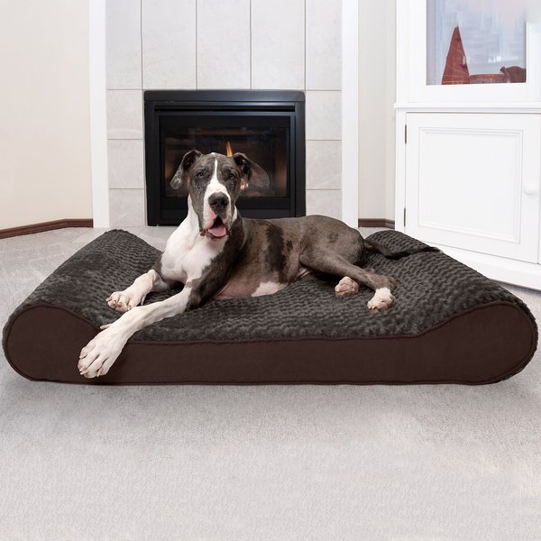 FurHaven Ultra Plush Luxe Lounger Orthopedic Cat & Dog Bed w/Removable Cover, Chocolate, Giant slide 1 of 10