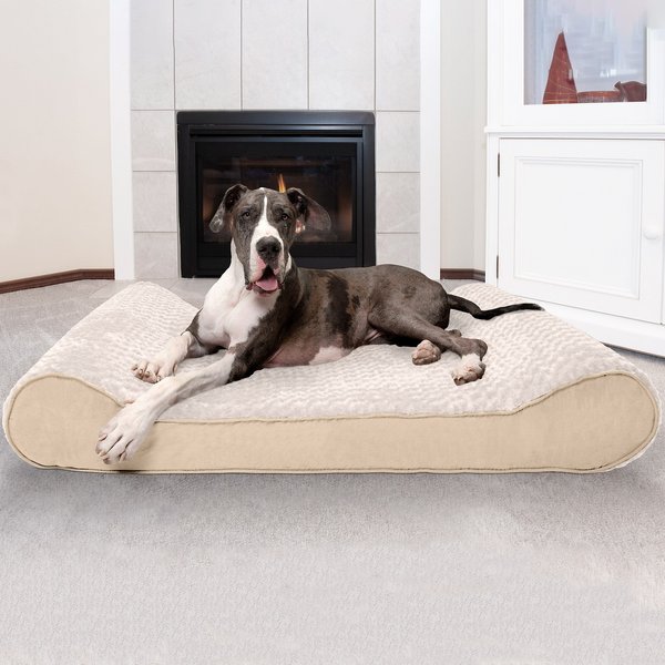FurHaven Ultra Plush Luxe Lounger Orthopedic Cat & Dog Bed w/Removable Cover, Cream, Giant slide 1 of 10