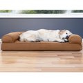 FurHaven Quilted Cooling Gel Bolster Cat & Dog Bed with Removable Cover, Toasted Brown, Jumbo