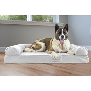 FurHaven Quilted Memory Top Bolster Cat & Dog Bed with Removable Cover, Silver Gray, Jumbo