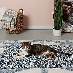 FurHaven ThermaNAP Faux Fur Self-Warming Dog & Cat Mat, Snow Leopard, Small