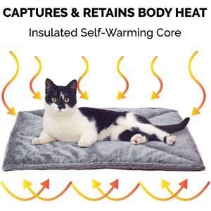 FurHaven ThermaNAP Faux Fur Self-Warming Dog & Cat Mat, Gray, Small