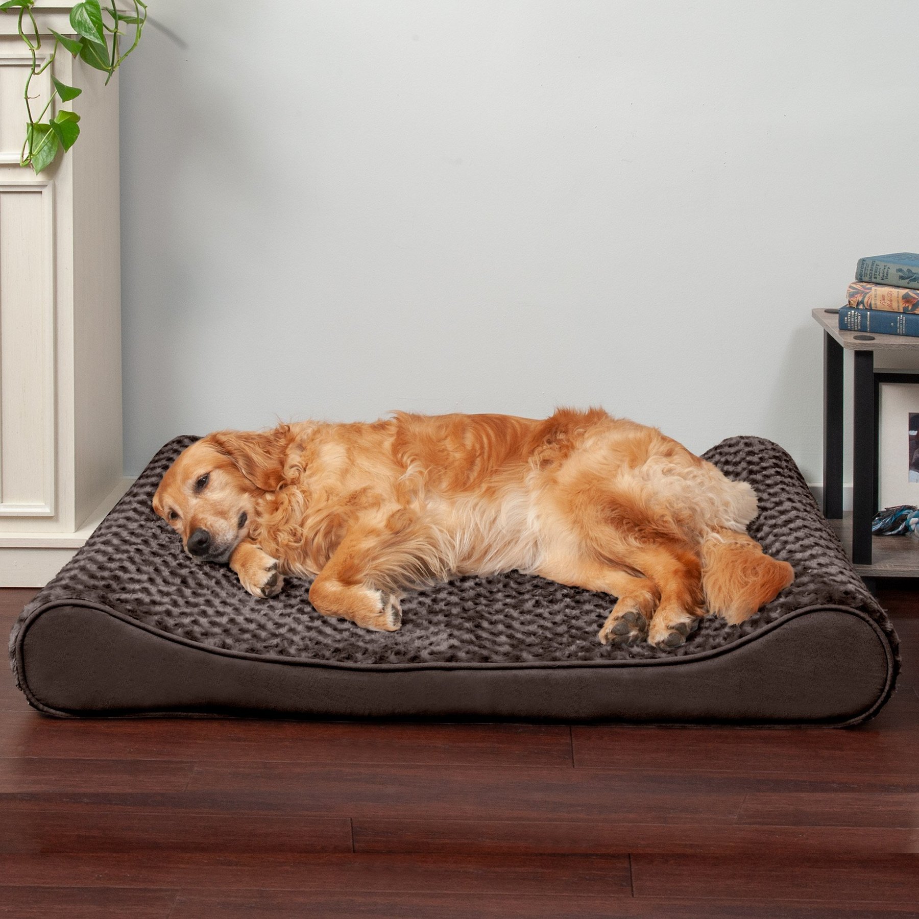 FURHAVEN Ultra Plush Luxe Lounger Orthopedic Cat Dog Bed with Removable Cover Chocolate Large Chewy