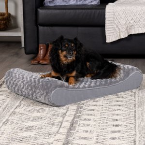 FurHaven Ultra Plush Luxe Lounger Orthopedic Cat & Dog Bed w/Removable Cover, Gray, Medium