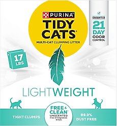 Tidy Cats Free & Clean Lightweight Unscented Clumping Clay Cat Litter, 17-lb box