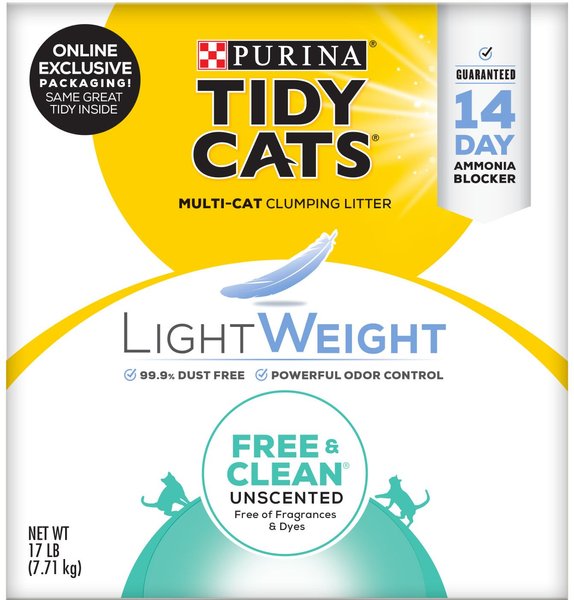 Tidy Cats Free & Clean Lightweight Unscented Clumping Clay Cat Litter, 17-lb box slide 1 of 13