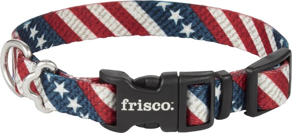 Frisco American Flag Polyester Dog Collar, X-Small: 8 to 12-in neck, 5/8-in wide slide 1 of 6