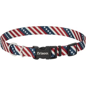 Frisco American Flag Polyester Dog Collar, Large: 18 to 26-in neck, 1-in wide