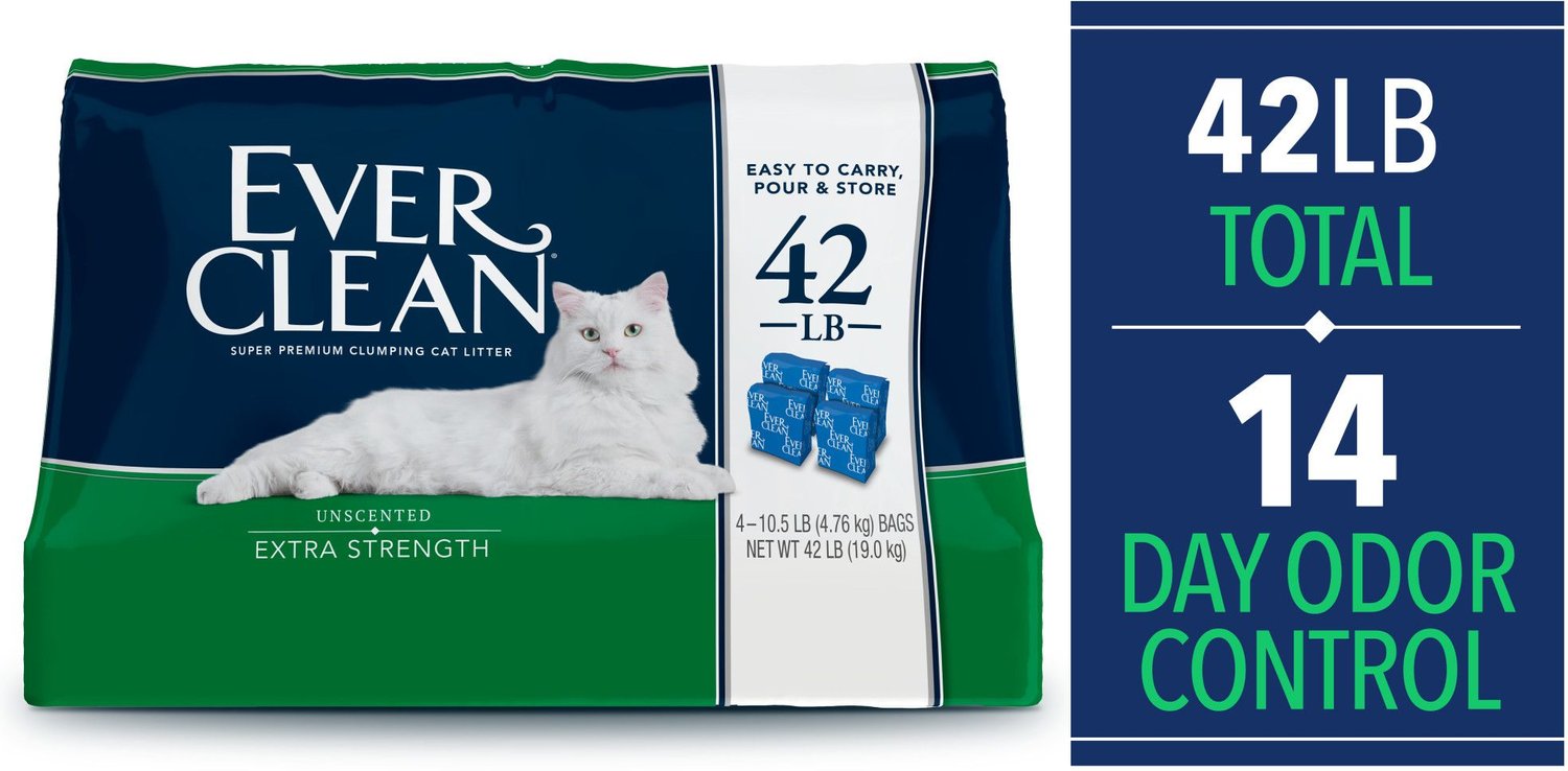 EVER CLEAN Extra Strength Unscented Clumping Clay Cat Litter, 10.5lb