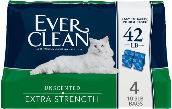 Ever Clean Extra Strength Unscented Clumping Clay Cat Litter, 10.5-lb bag, case of 4 slide 1 of 6