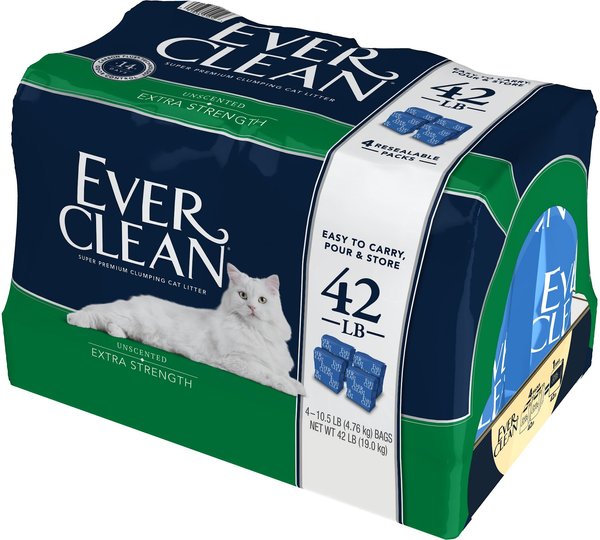 Ever Clean Extra Strength Unscented Clumping Clay Cat Litter, 10.5-lb bag, case of 4 slide 1 of 6