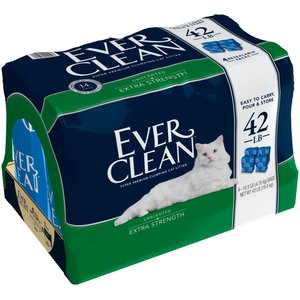 Ever Clean Extra Strength Unscented Clumping Clay Cat Litter, 10.5-lb bag, case of 4