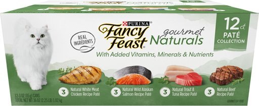 Fancy Feast Gourmet Naturals Pate Variety Pack Canned Cat Food, 3-oz, case of 12